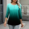 thumbnail image 6 of WRKEKC Long Sleeve T-Shirts for Women Solid Color Crew Neck 3/4 Sleeves T-Shirt with Button Detail Loose Fit Casual Fall Winter Top, 6 of 8