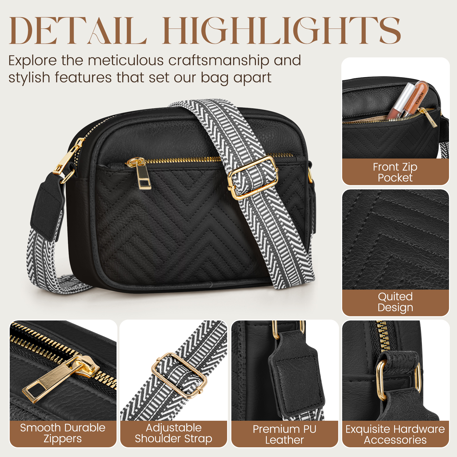 Dakomm Quilted Vegan Leather Crossbody Bag photo 4