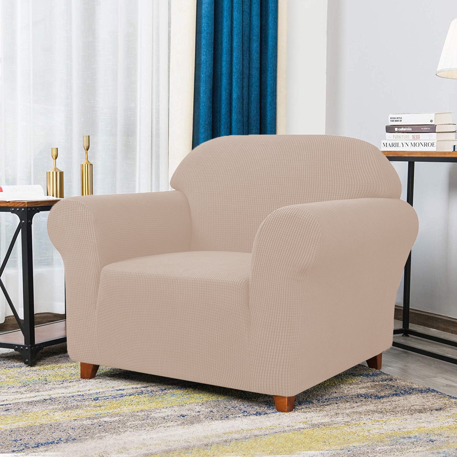 Nvzi Elasticity Slipcovers, 1 Piece Single Size Coffee Stretch Couch Covers, Sofa Cover,Couch Covers For Sofa, Elastic Stretch Slipcover for Couch, Fit Most Standard Single Seater Sofas