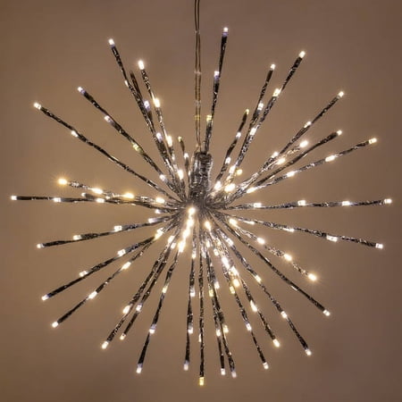 Wintergreen Lighting Starburst Lighted Branches Decoration 18 Silver with Warm White LED Twinkle Lights Plug-in