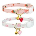 thumbnail image 5 of LGCASL Cotton Cat Collar, Cotton Breakaway Cat Collar Strawberries and White Heart Shaped Pendant Collar Cute Cat Collar with Bell Ideal for Girl Cats Boy Cats, Pink, 5 of 6