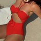 thumbnail image 4 of Trajes de baño de una pieza para mujer, bikini de moda de color liso con cordón y tirantes de rosas huecas, traje de baño para mujer, trajes de baño para mujer, moda de playa para mujer, 4 of 9
