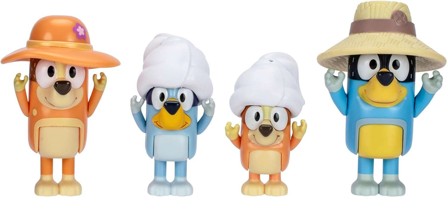 Beach Dad, Mum, Bluey & Bingo Mini Figure 4-Pack (Family Trip)