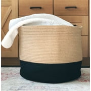 Chloe and Cotton Extra Large laundry hamper for Storage - Jute Black - XXXL, 15" H x 21.5" D