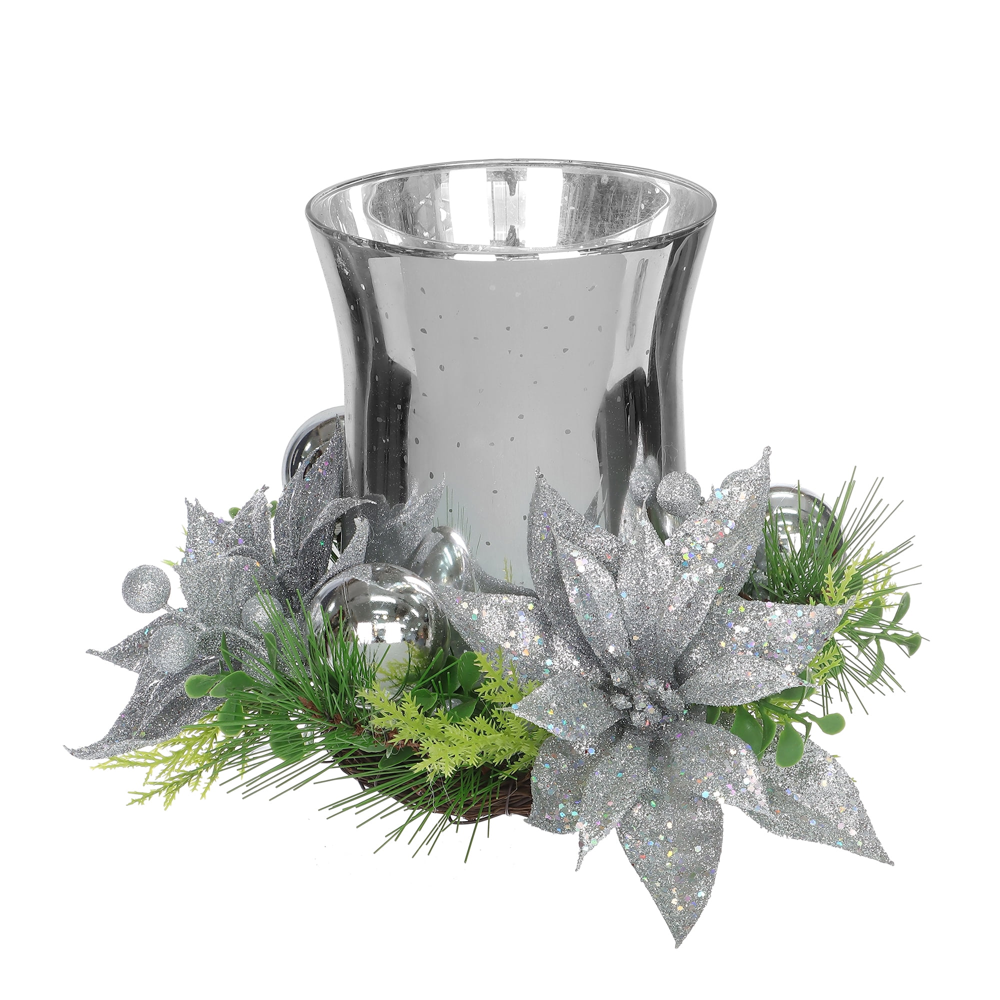 VACANCES TEMPS PL 8 en verre argenté Arrangement Décoration intérieure HOLIDAY TIME PL DECORATION ARGENT