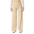 thumbnail image 2 of Wide Leg Yoga Pants for Women High Waisted Comfy Lounge Stretchy Work Pants Soft Baggy Straight Leg Lounge Sweatpants Brown 2XL, 2 of 5