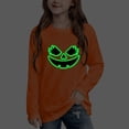 thumbnail image 6 of Xdegoge Girls Glow in the Dark Pumpkin Face Crewneck Sweatshirt, Kids Long Sleeve Happy Halloween Fall Casual Pullover Tops for Daily Holiday Wear, 6 of 9