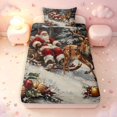 thumbnail image 3 of Manfei Christmas Santa Twin Sheets,Festive Reindeer Animals Bedding,Gray Orange,3 Pieces,1 Flat Sheet,1 Fitted Sheet and 1 Pillowcase, 3 of 6