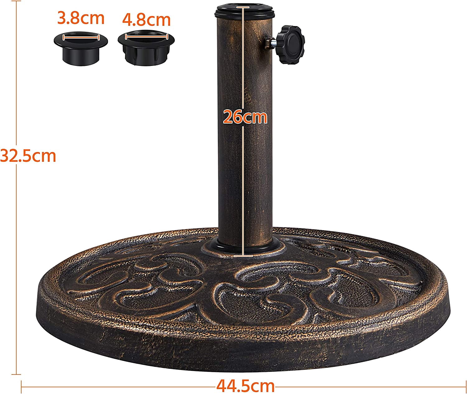HJTER 22lbs Umbrella Base Stand Heavy Duty Outdoor Patio Umbrella Stand for Deck, Garden, Lawn - Bronze