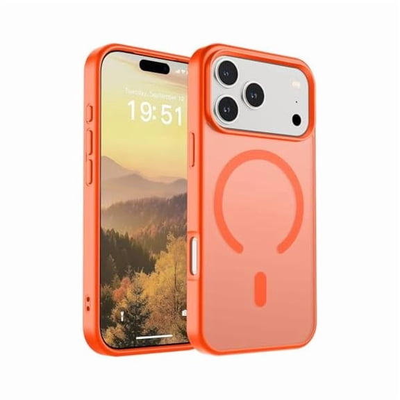 ZHU997 Magnetic for iPhone 17 Pro Case (Compatible with MagSafe)(Military Grade Drop Protection) Translucent Matte Shockproof with Anti-Fingerprint Phone Cover 2025,Orange