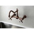thumbnail image 2 of Kingston Brass KS124AXAC Heritage Wall Mount Bridge Kitchen Faucet, Antique Copper, 2 of 5