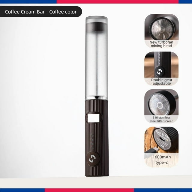 Mousseur à Café USB Rechargeable 2 Vitesses Mousseur Mousseur à Lait pour Café Mélangeur Électrique à Poignée Batteur à Oeufs Outils de Cuisine