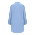 thumbnail image 5 of Itsame Womens Button Down Shirts, Loose Long Sleeve Classic Solid Color Cotton Linen Casual Tees Blue 2XL, 5 of 8