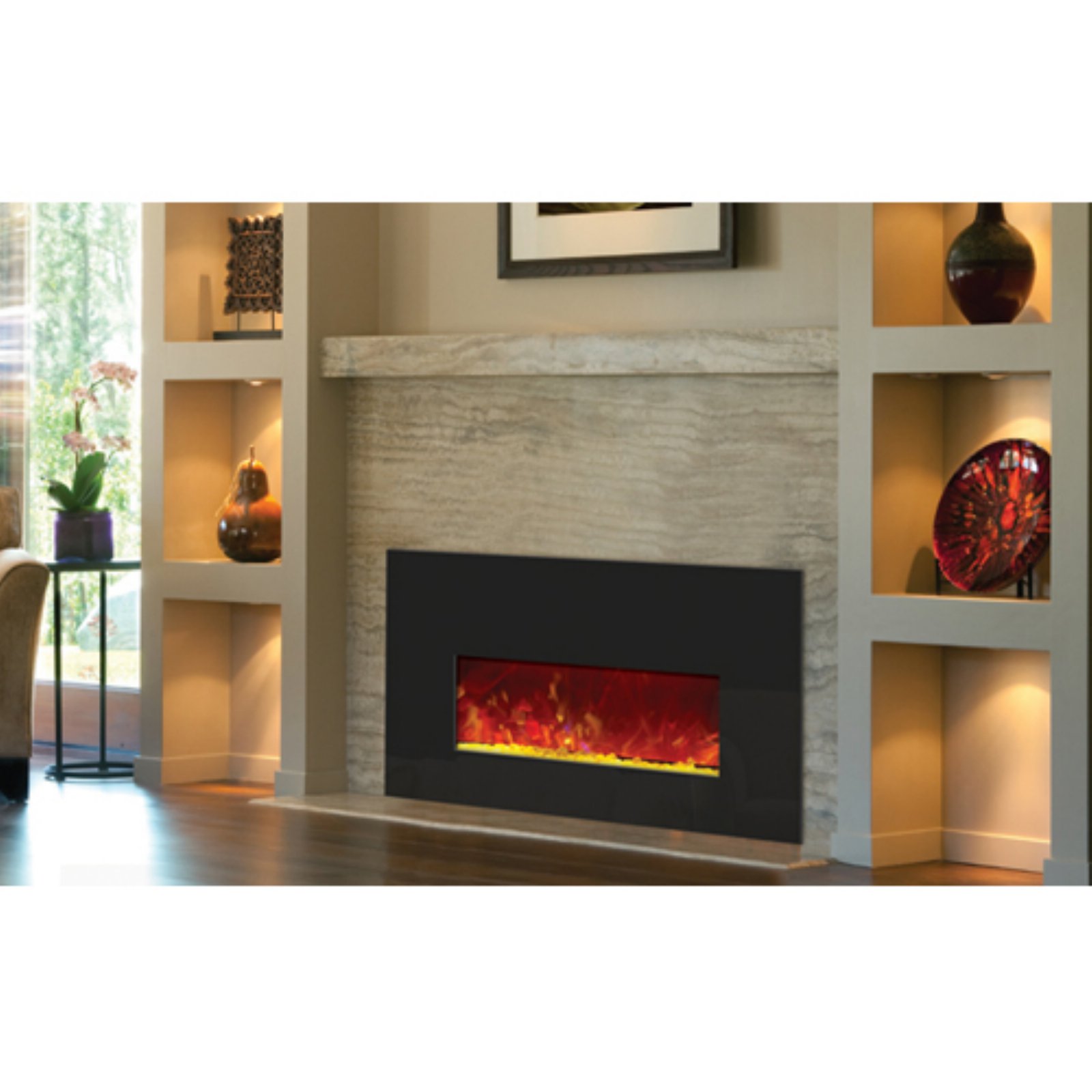 Amantii Electric Fireplace Insert With Black Glass Surround - Amantii Electric Fireplace Amantii Electric Fireplace Insert With Black Glass Surround - Amantii Electric Fireplace