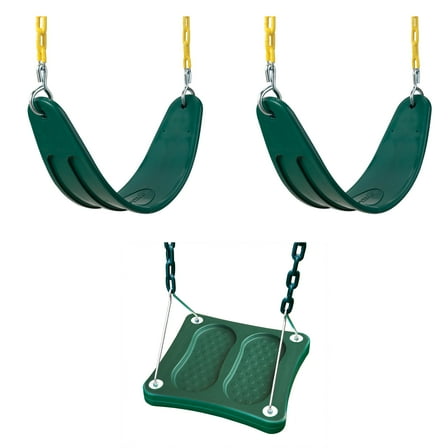 Swing-N-Slide Swing Set Bundle with 2 Green Extreme-Duty Swing Seats with Chains and Stand-Up Swing