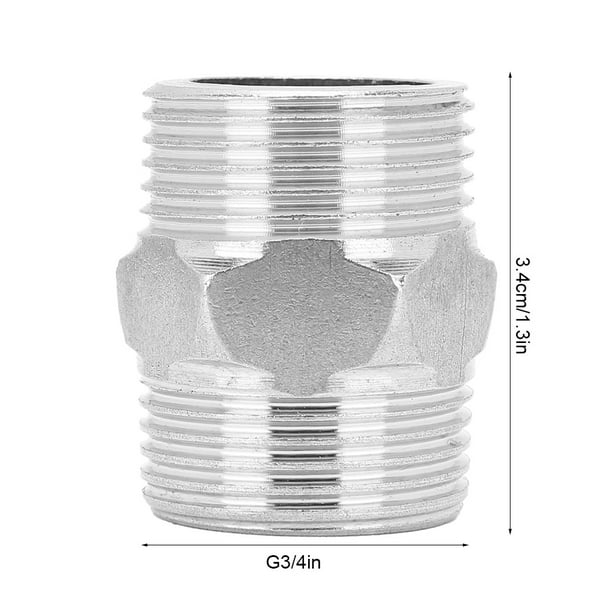 Adaptador De Conector De Boquilla Hexagonal Macho G3/4in Macho A G3/4in, Accesorio De Tubería Roscado De Acero Inoxidable