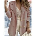 thumbnail image 4 of Vestes Blazer à Manches Longues pour Femmes, Double Boutonnage, Col à Revers, Côtelé, Ouvert devant, Automne, avec Poches, Rose P, 4 of 5