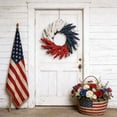 thumbnail image 4 of Patriotic Wreath for Front Door - Red White and Blue American Flag Wreath with Artificial Wheat, Independence Day Memorial Day Summer Wreath for Window Wall Indoor Outdoor Holiday Decoration, 4 of 8