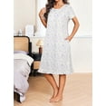thumbnail image 4 of Avidlove Women Nightgowns with Pockets Button Front Henley NeckHouse Dresses Ruffle Hem Nightdress Sleepwear Short Sleeve Pajamas Dress, 4 of 8