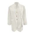 thumbnail image 5 of Arlun 2 Piece Sets for Women Breathable Linen V-Neck Long Sleeves Button down Shirts and Wide Leg Shorts Set 2026 Fashion Solid Color Summer Vacation Beach Outfits White XL, 5 of 5