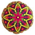 thumbnail image 4 of Stylo Culture Indian Outdoor Floor Cushion Cover Traditional Sujani Embroidered Yoga Pillow Case Colorful Small 18x18 Decorative Round Decor Seating Tuffet Seat Pouf Cover Cotton Floral 1 Pc, 4 of 4