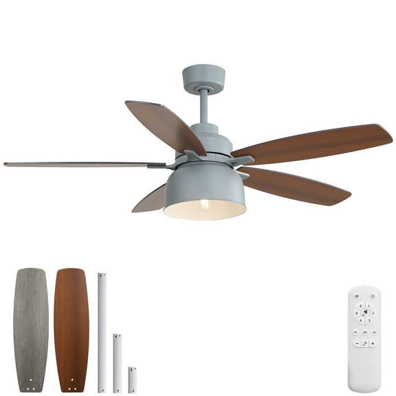 Sofucor 52 inch Modern Farmhouse Ceiling Fan with Light 5 Wood blads, Dimmable, Reversible, Quiet Motor