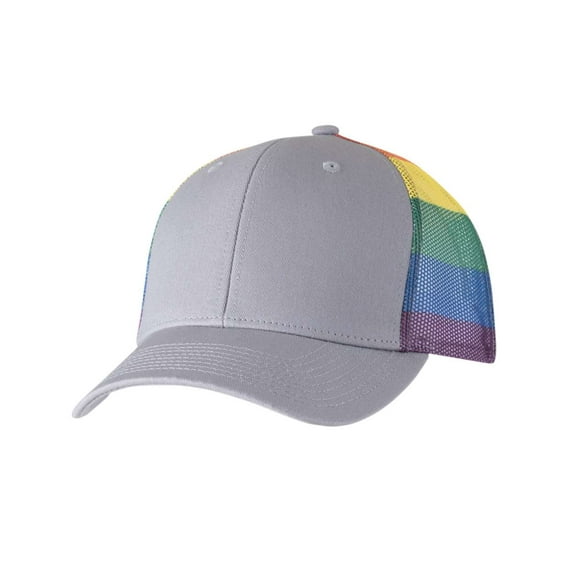 Kati B93195420 Printed Mesh Trucker Cap, Gray & Rainbow - Adjustable Size