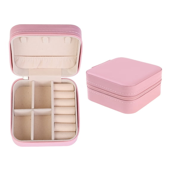 Unique Bargains Travel Jewelry Box Portable PU Leather Jewelry Case Birthday Gifts Pink