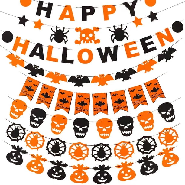 Set de 6 banderines de fieltro con temática de Halloween