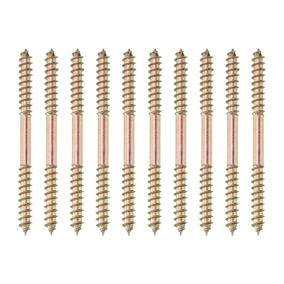 Uxcell 10 Pcs Double Ended Screws, M5 x 65 mm Carbon Steel Hanger Bolts, Self-Tapping Wood Dowel Screws for Wood Joint Furniture, Color Zinc