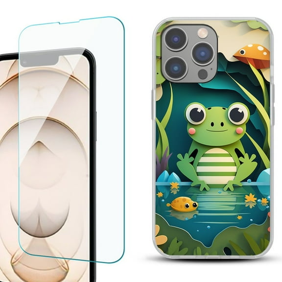 OneToughShield ® for iPhone 15 Pro Max Shockproof Fashion Phone Case, with Tempered Glass Screen Protector - Frog Craft