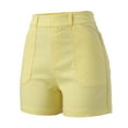 thumbnail image 6 of Sngxgn Women's Casual Mid Rise Denim Shorts Stretch Ripped Raw Hem Casual Shorts(Yellow,XXXXL), 6 of 9