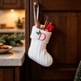 thumbnail image 5 of Knitted Christmas Stockings with Initials, 6.3''x7.8'' White Custom Embroidery Christmas Stockings with Letter, Personalized Xmas Decoration for Holiday Family Party - D, 5 of 6