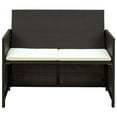 thumbnail image 2 of vidaXL 4 Piece Patio Lounge with Cushions Set Poly Rattan Brown, 2 of 11