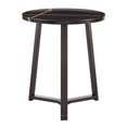 thumbnail image 2 of Harper Round Raised Lip Edge Side Accent Table with Mid-century Modern Crossed Metal Bold Pedestal Legs - Black Marble/Black, 2 of 17