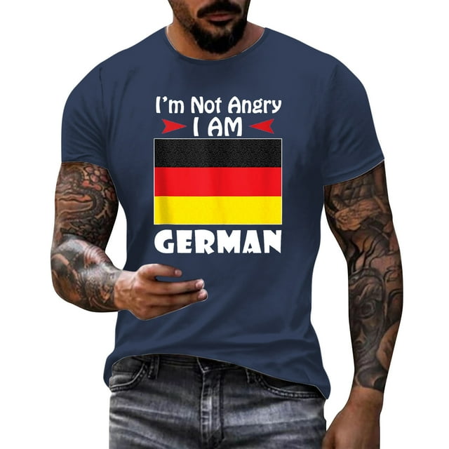 T-Shirt Homme Imprimé Lettre Allemande Confortable Été Décontracté avec Tissu Extensible pour Intérieur Extérieur