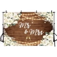 thumbnail image 3 of White Floral Mr & Mrs Engagement Decorations Backdrop Couples Wedding Wooden Background Bride and Groom Engaged Ceremony Anniversary Bridal Shower Party Supplies Photobooth Props, 3 of 7