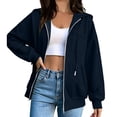 thumbnail image 5 of Pxxlle Hoodies for Women Zip Up Long Sleeve Hooded Jacket Casual Solid Color Drop Shoulder Hoodie Sweatshirt with Pockets S, 5 of 9