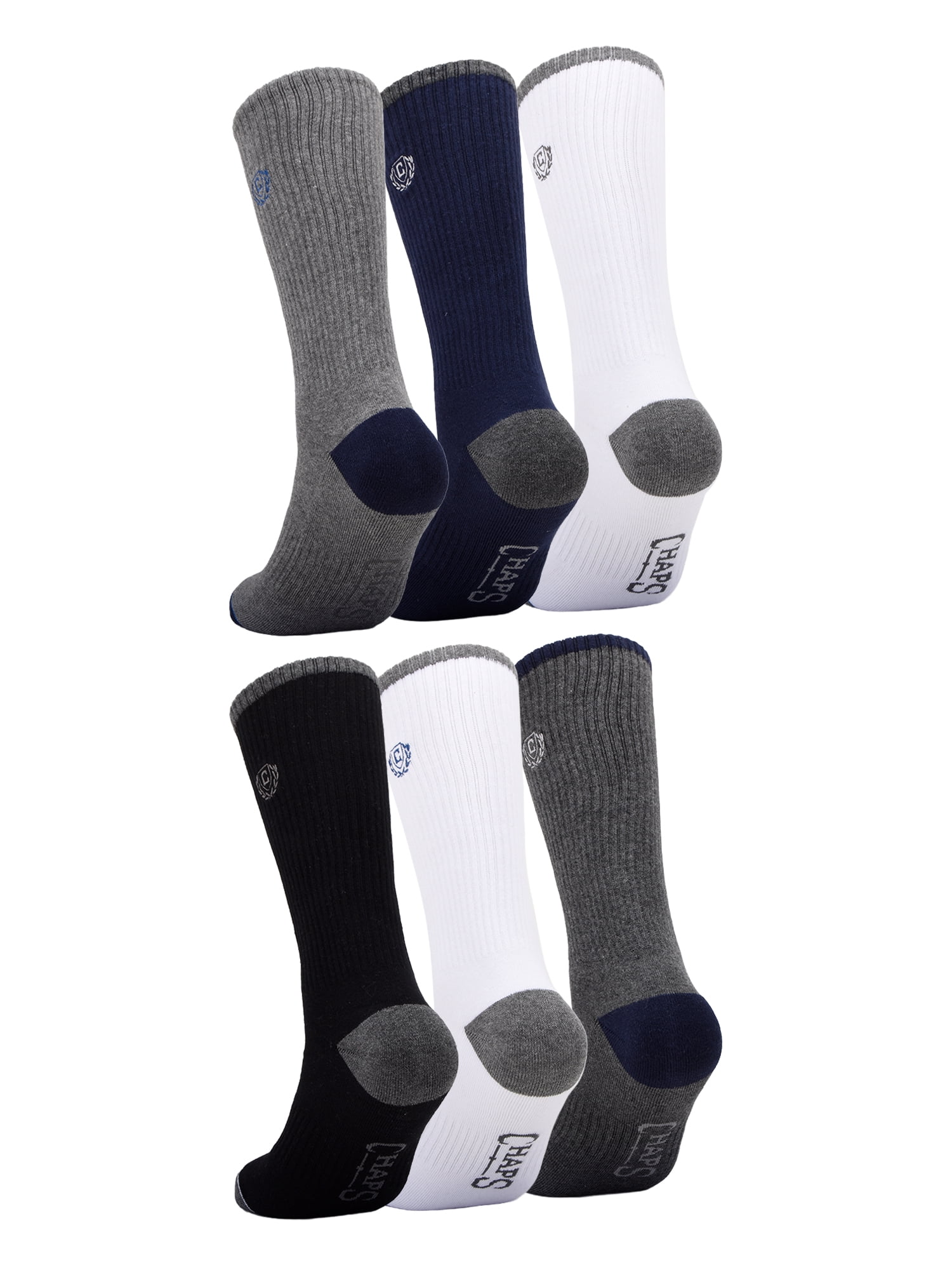 Chaps Athletic Half Cushion Crew 6-Pack Men's, Sock Size 10-13