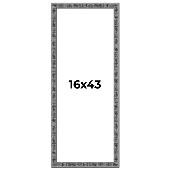 16x43 Frame Silver Black Rustic Sonoma Solid Wood Picture Frame | 1.5 Inch Moulding Width |