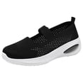 thumbnail image 2 of Wide Width Shoes for Women, Office Shoes, Womens Walking Shoes, Women's Woven Orthopedic Breathable Soft Shoes Arch Support, Diabetes Foam Shoes Walking Anti-Skid Sports Shoes, Black 8, 2 of 6