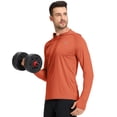 thumbnail image 2 of Weilanxin Men's Quick Dry Hooded Tops Lightweight Thin Long Sleeve Running Hiking Fishing Rash Guard Hoodies Outdoor T-Shirt Orange S, 2 of 7