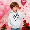 thumbnail image 6 of Boy Hooded Jackets Valentines Day Heart Print Hooded Girls Long Sleeve Pullover Sweatshirt Kids Oversized Hoodies Tops Boy Sweatshirts Oversized White 3Y, 6 of 8