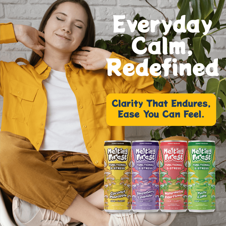 Melting Forest, D-Stress Mushroom Drink, Variety pack, 12 fl oz