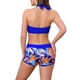 thumbnail image 3 of INSPIRAR CHIC Conjuntos de Bikini de Mujer con Estampado de Hojas y Bloque de Color de 2 Piezas, Top Halter y Pantalones Cortos de Baño, Trajes de Baño Medianos en Azul Real, 3 of 5