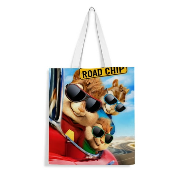 Alvin and The Chipmunks-theme canvas Tote Bag for Women Aesthetic Shopping Grocery Reusable Bags with Inner Zipper Women Gift 13.8 x 15.8 inches（35x40cm）