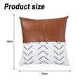 thumbnail image 2 of Juego de 2 fundas de almohada de lino con retazos a rayas, fundas de almohada modernas con acento de piel sintética, color negro, 2 of 6