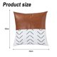 thumbnail image 2 of Juego de 2 fundas de almohada de lino con retazos a rayas, fundas de almohada modernas con acento de piel sintética, color negro, 2 of 6
