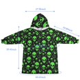 thumbnail image 3 of Wearable Blanket Hoodie,Alien Head Black Pattern Oversized Sherpa Blanket Hoodie with Super Pockets,Super Warm Fuzzy Pullover for Women & Men, 3 of 6