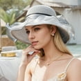 thumbnail image 2 of Fgnfyis Elegant Women's Summer Beret Sun Hat with Wide Brim for and Breathable Comfort Grey M, 2 of 4